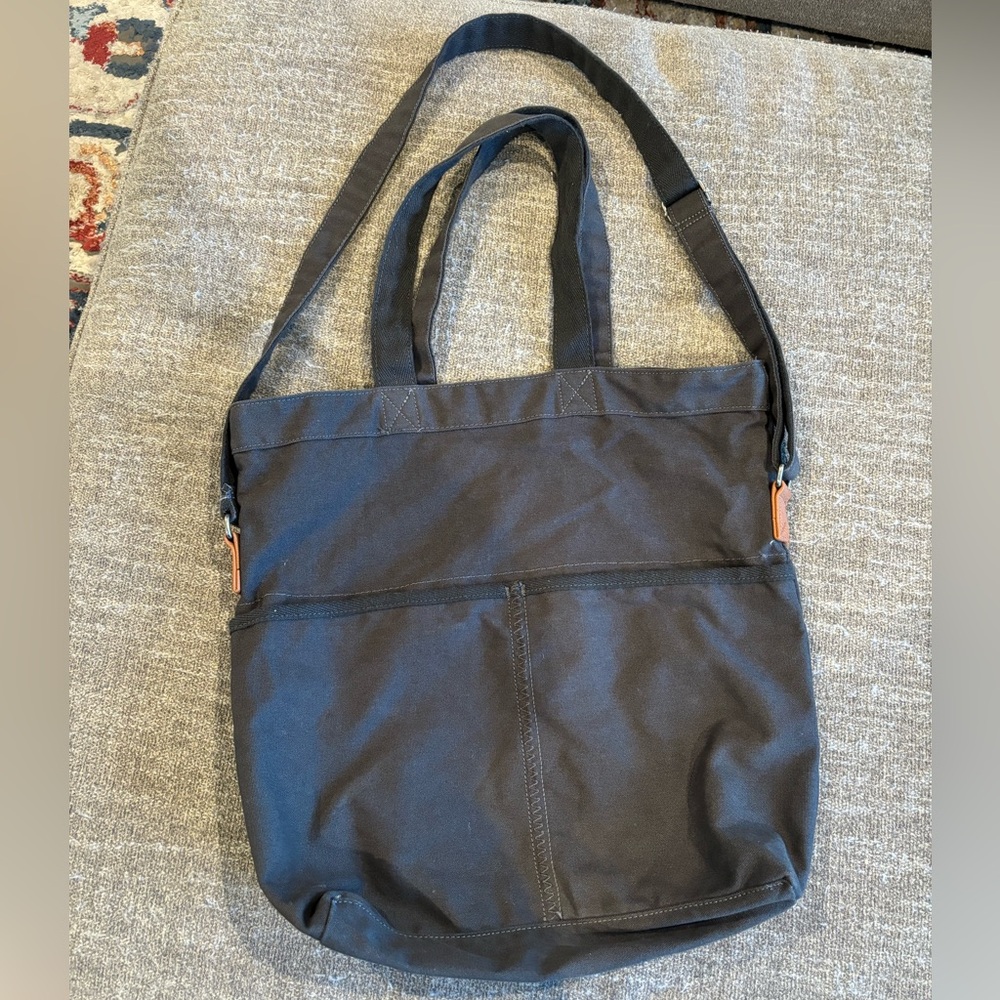 Retro Metro-Thirty-One Bags-Dark Grey w/ Brown Leather Detail-17’ wide, 16’ deep